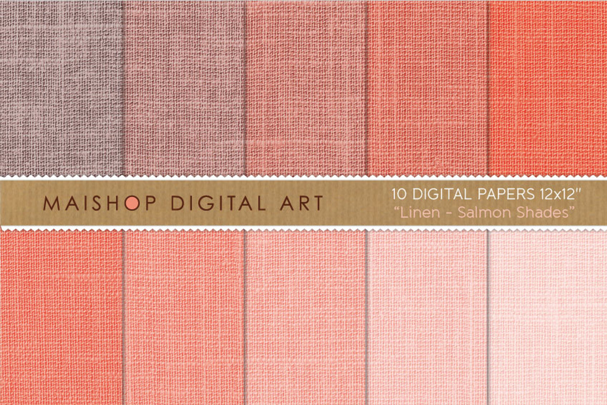 Digital Paper Salmon Linen Textures