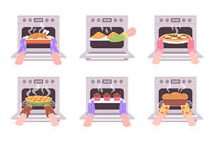 Hands cooking in gloves. Chefs take