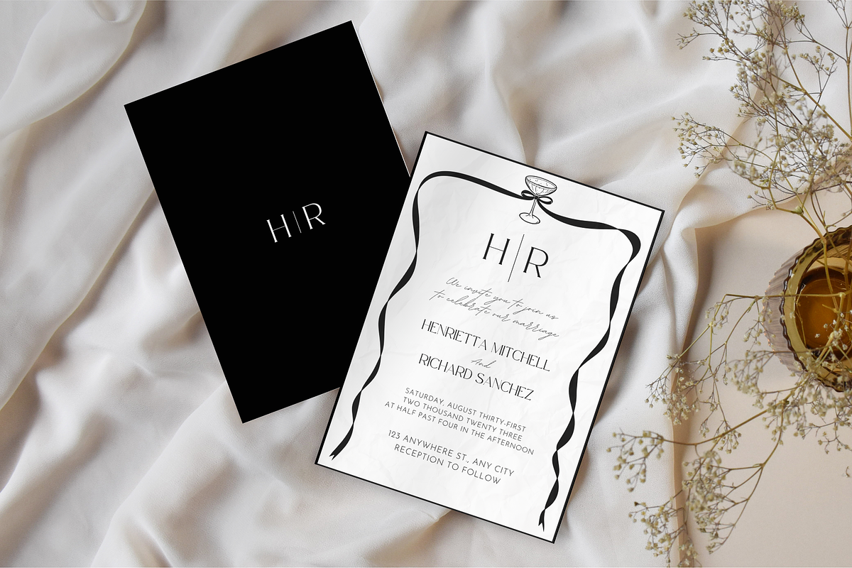 Black and White Wedding Invitation, a Templates & Theme by Evara Creative Agency (Photo 2 of 8)