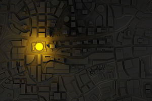 light point in a black city top view