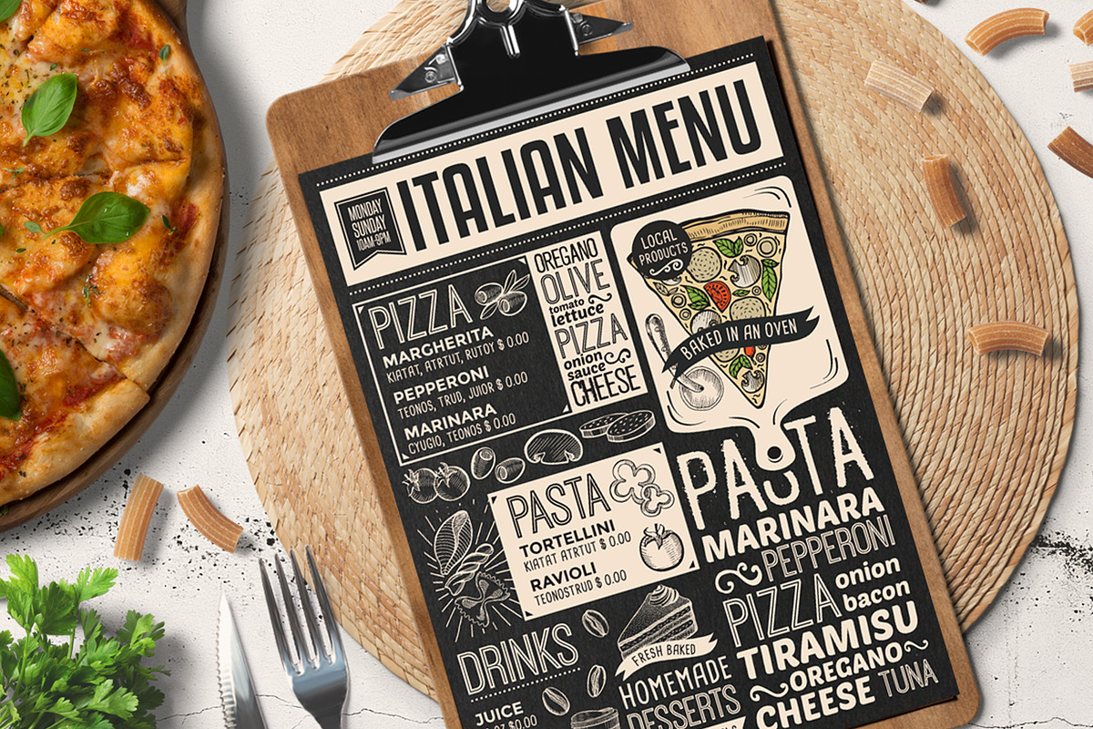 FREE! Trifold + Italian Food Menu, a Brochure Template by BarcelonaShop (Photo 2 of 5)