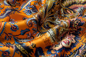 The fabric showcases a striking pais, a Photo by Tanuart