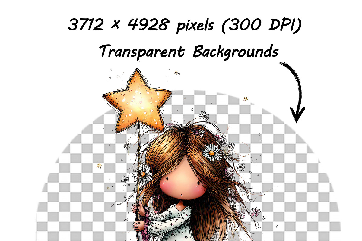Whimsical Peeking Girl Clipart, an Illustration by one-touch (Photo 2 of 12)
