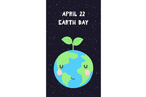 Cute planet Earth with sprout in, a Seasonal Illustration by sceptical cactus