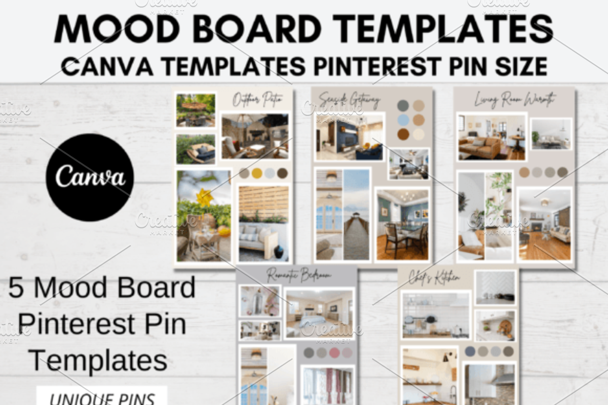 Mood Board Template For Canva, a Poster Template by Akrinity Digital (Photo 1 of 3)