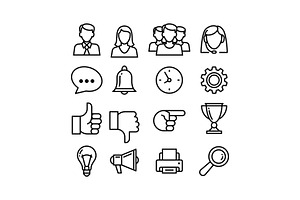 Line Icons Set. For Business, Manage