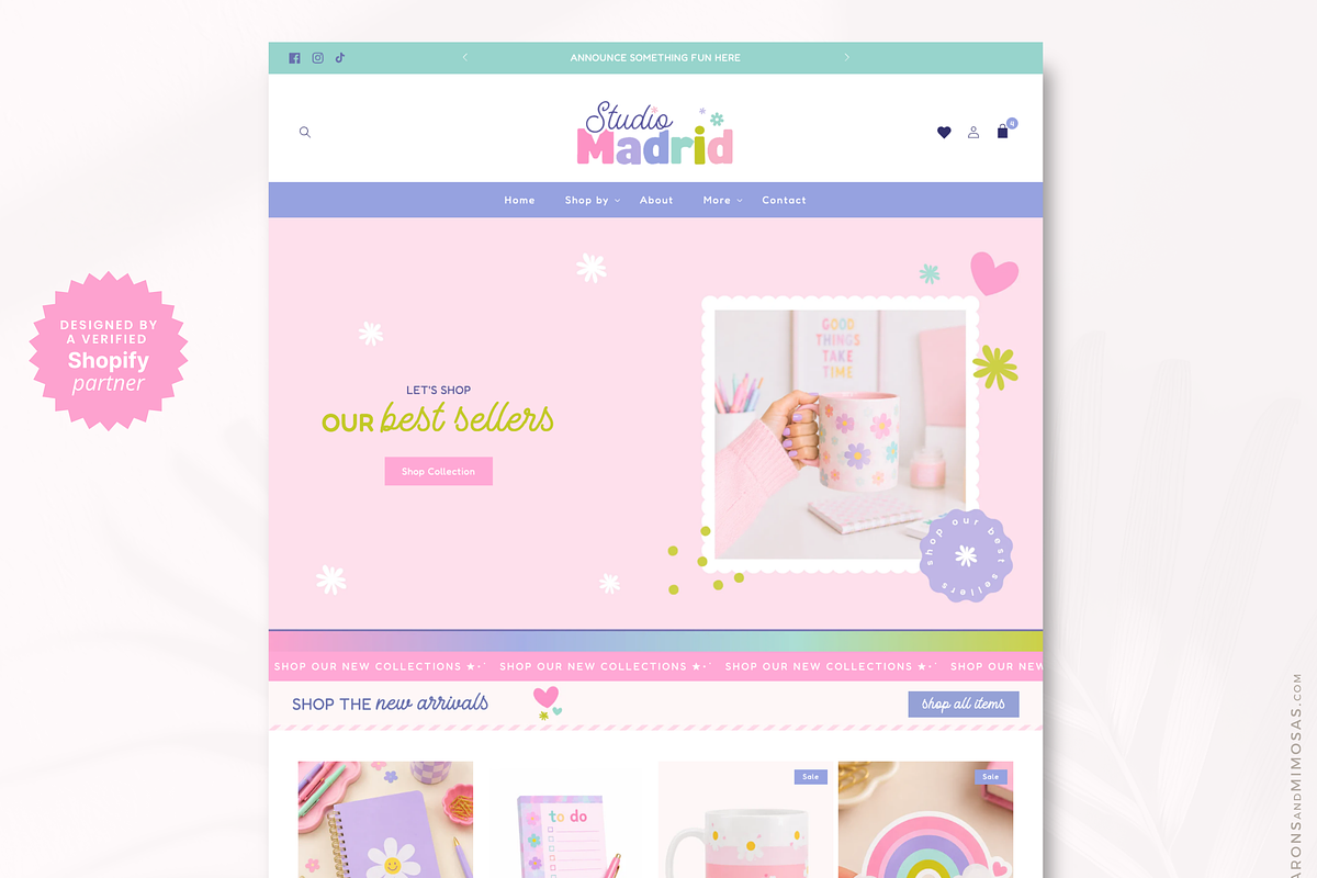 Cute Pastel Stationery Shopify Theme, a Shopify Template by Macarons and Mimosas (Photo 1 of 9)