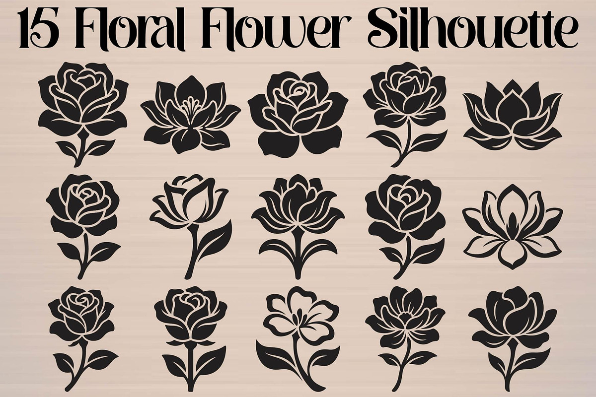 Floral Rose Lotus Silhouette, an Object Graphic by Gfx_Store (Photo 1 of 15)