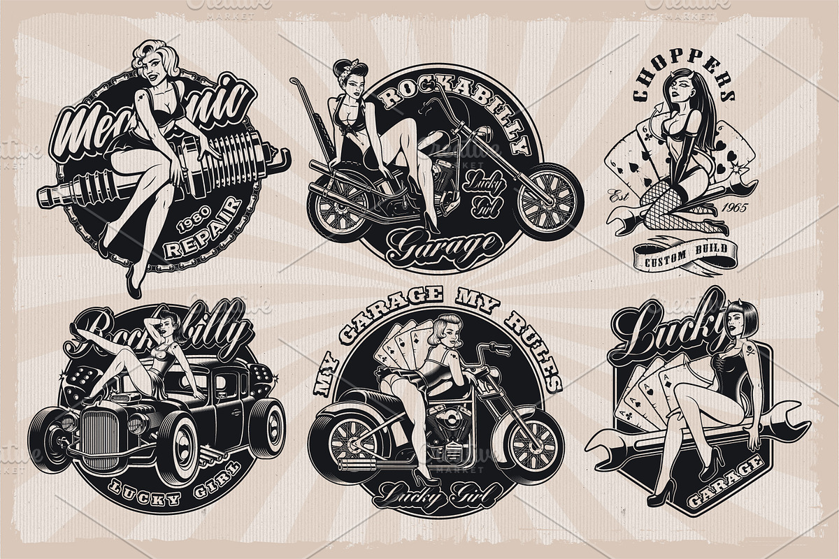 Pin Up Girls Bundle, an Illustration by Harry Kasyanov (Photo 3 of 6)