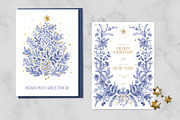 Christmas dreams. Blue & white, a Seasonal Illustration by olga.korneeva (Thumbnail 7 of 12)