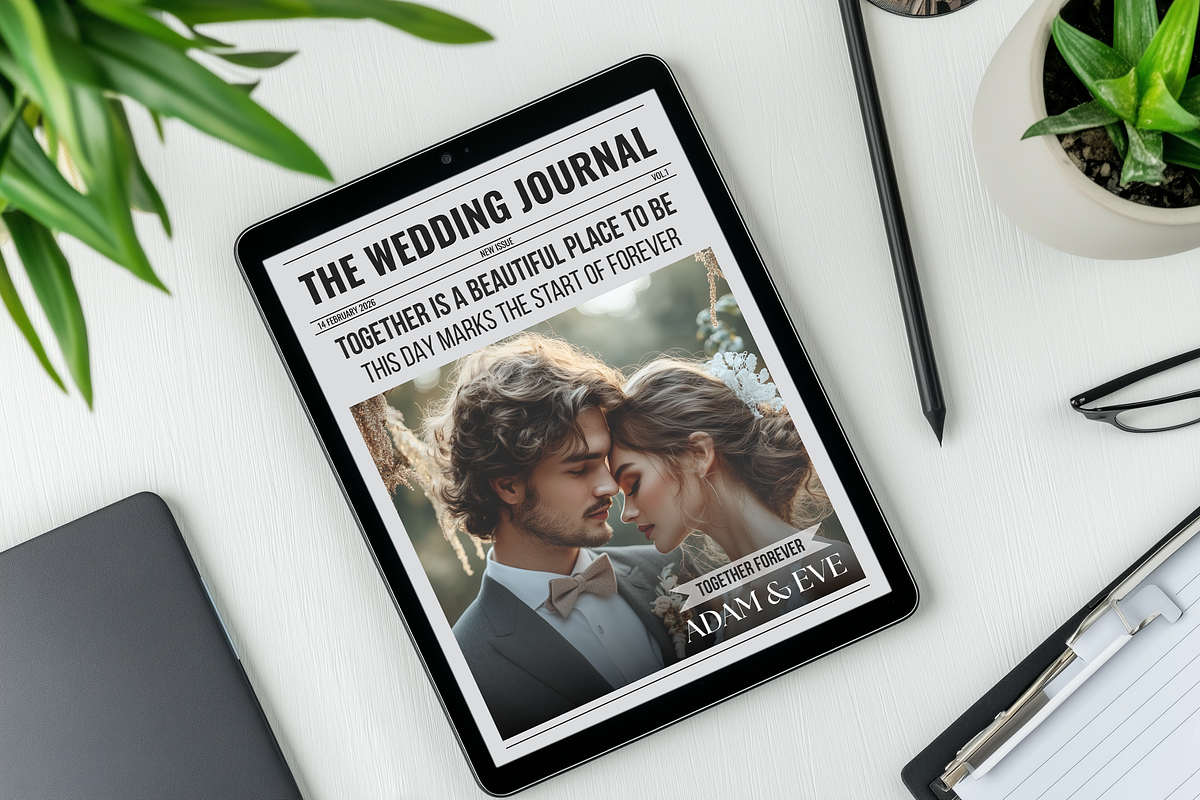 Newspaper Wedding Invitation, an Invitation Template by ZoloDesignHub (Photo 6 of 10)