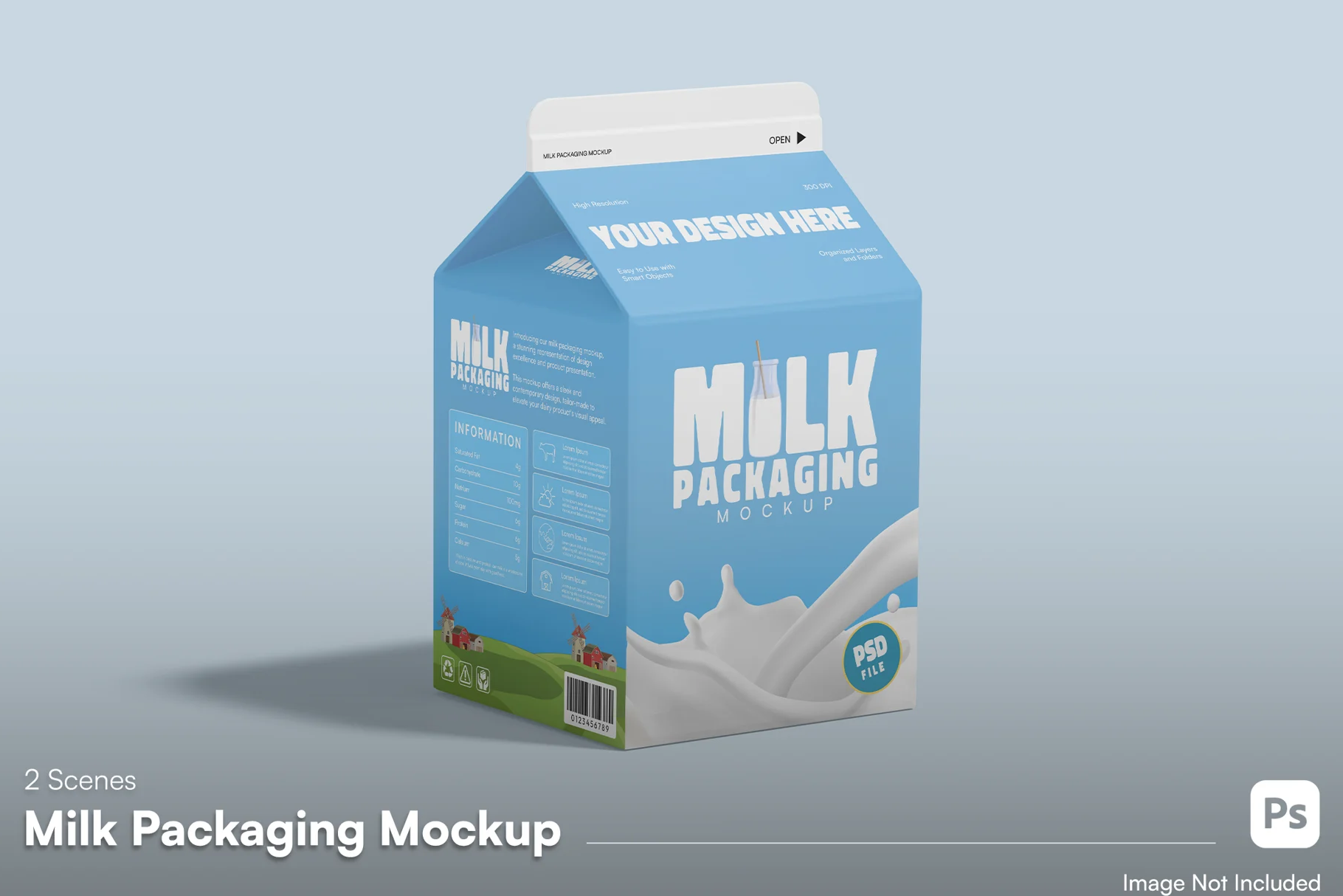 Milk Box Mockup, a Packaging Mockup by graphicsauce