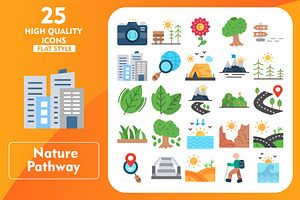 25 Nature Pathway Flat Icons, an Icon by Pexelpy