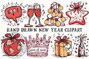 Hand Drawn New Year Clipart, an Illustration by OK Design (Thumbnail 2 of 6)