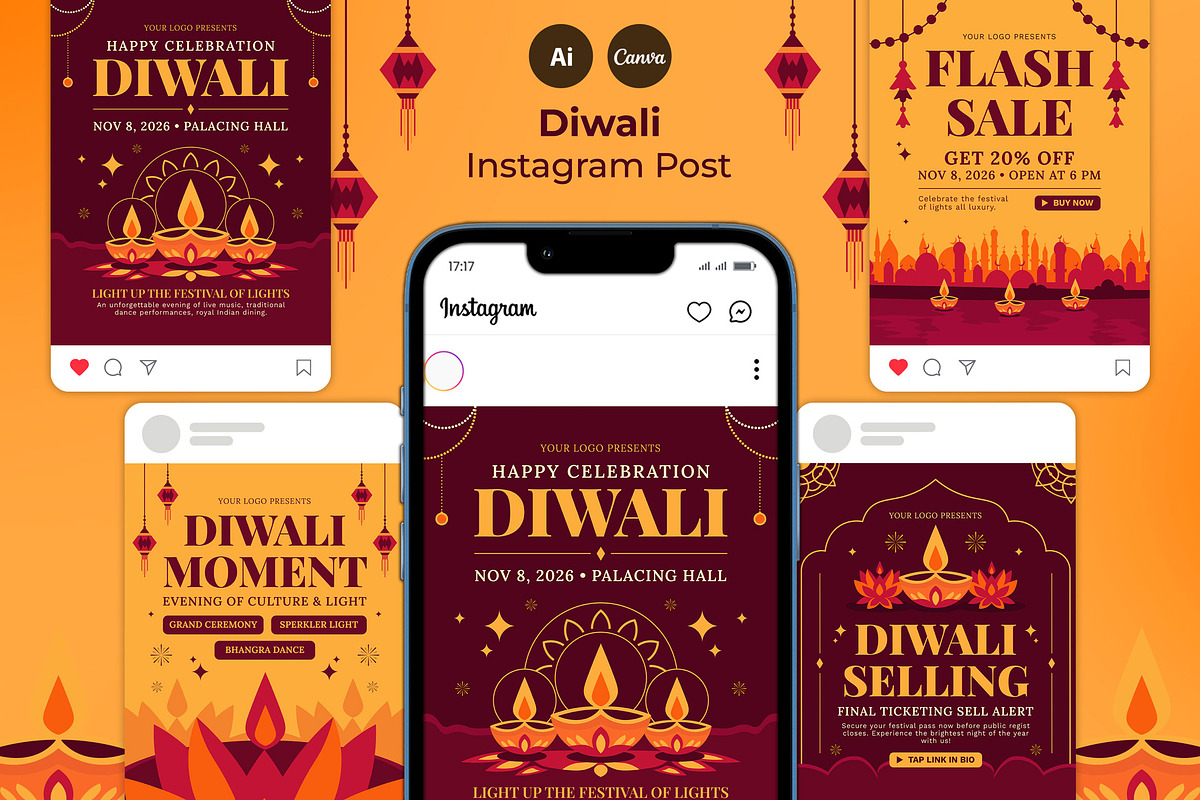 Diwali Instagram Post, a Social Media Template by Graphr (Photo 1 of 2)