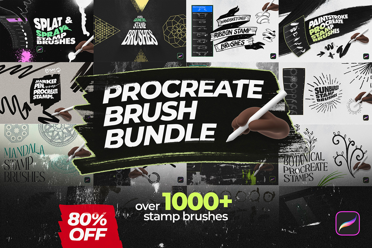 Procreate Stamp Brushes Bundle, a Brush Add-On by Layerform Design Co. (Photo 1 of 7)