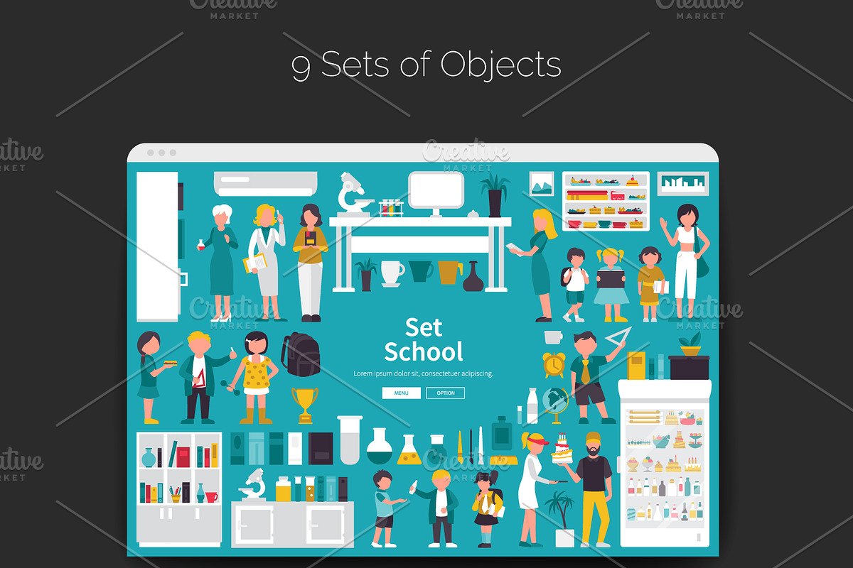 School Flat Collection, an Education Illustration by Palau (Photo 3 of 6)