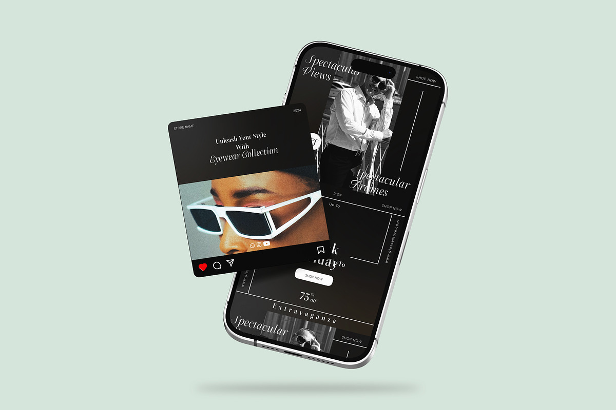 Eye Wear // Fashion Social Media Kit, a Social Media Template by SecondBrain Store (Photo 7 of 9)