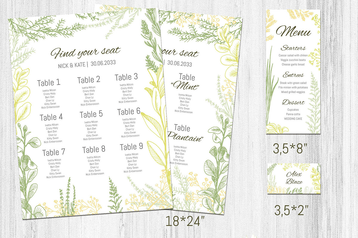 Wedding collection. Green herbs, an Invitation Template by Alena Kaz (Photo 4 of 8)