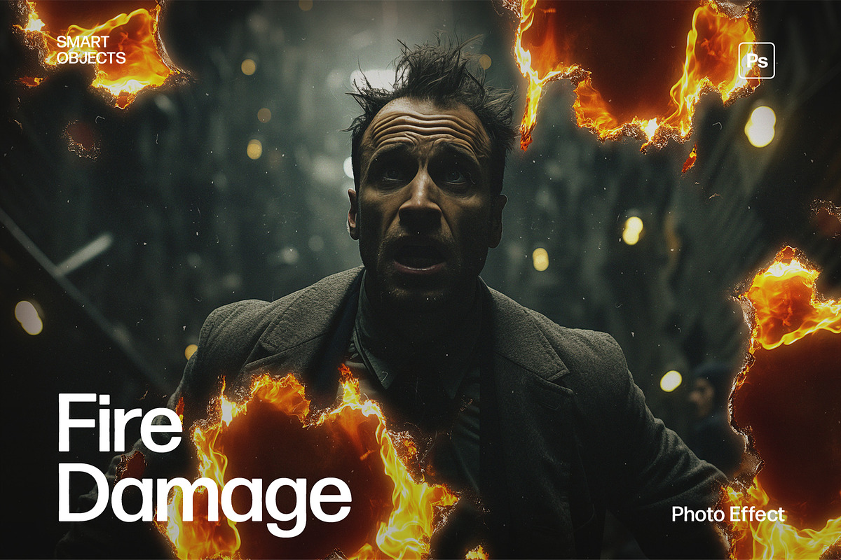 Fire Damage Photo Effect Template, a Texture Graphic by DesignerCandies
