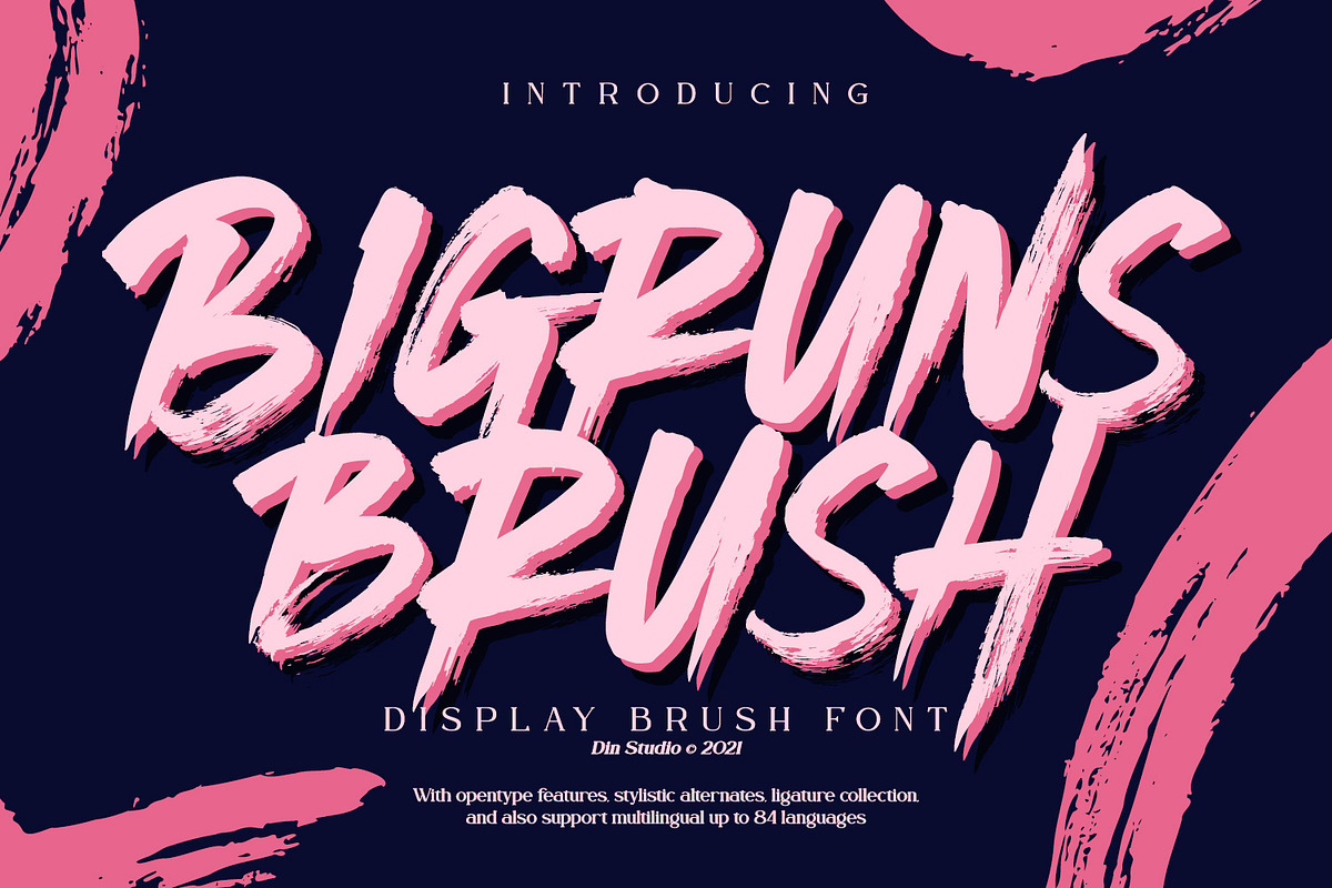 Bigruns Brush, a Script Font by din-studio.com (Photo 1 of 10)