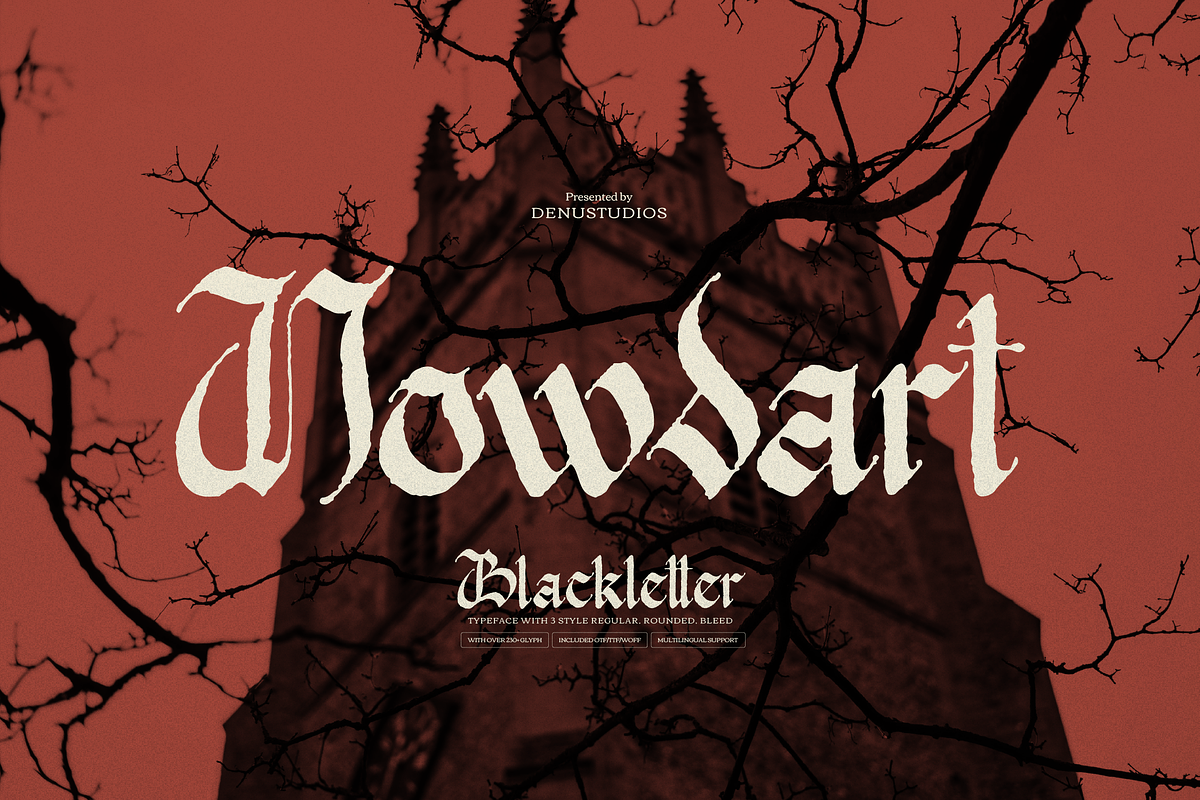 Nowdart | Blackletter Typeface, a Font by Denustudios (Photo 1 of 12)