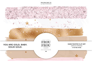 Pink Gold Marble Brush Strokes