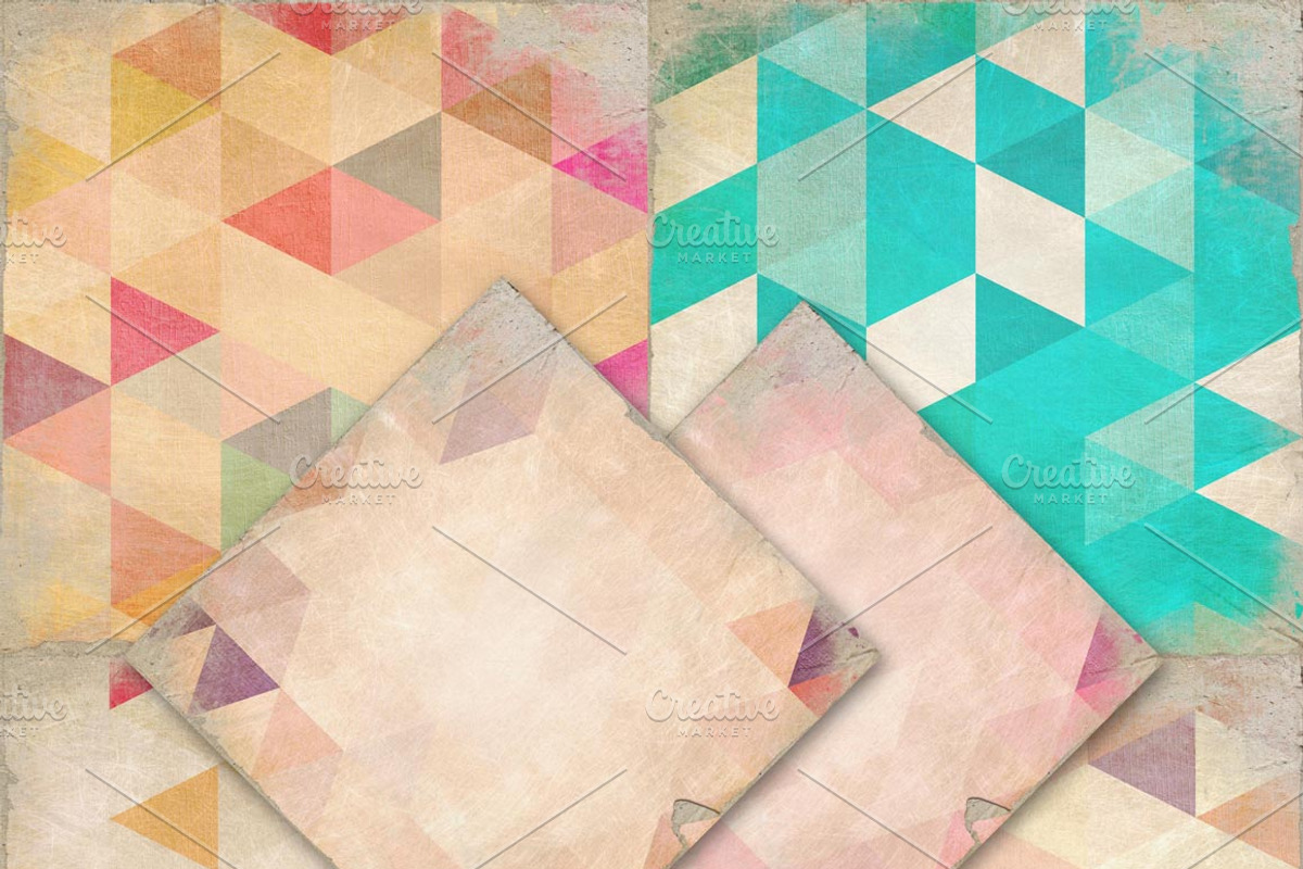 Shabby Worn Triangle Digital Papers preview 2