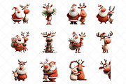 Whimsical Santa & Reindeer Clipart, an Illustration by SinaCreation (Thumbnail 2 of 7)