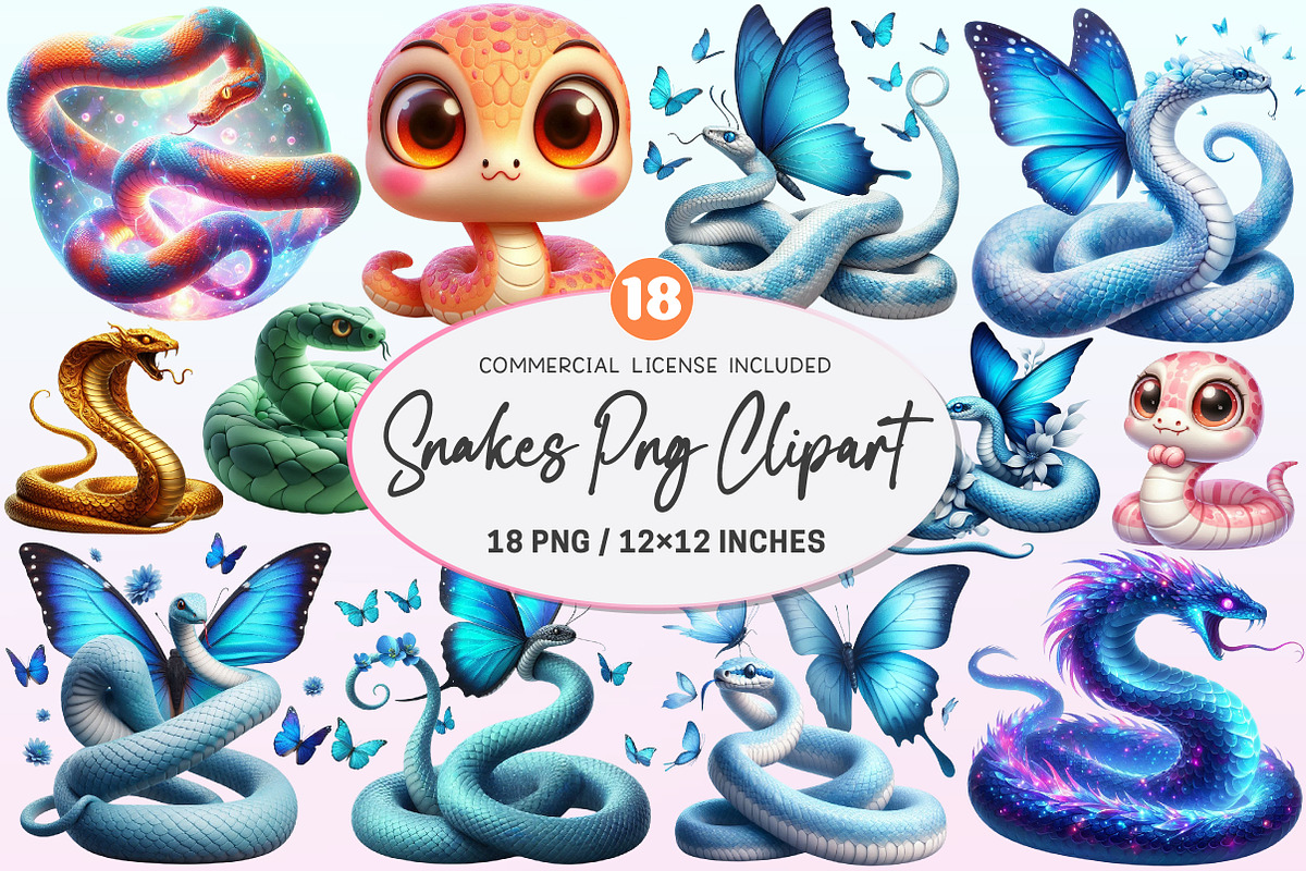 Watercolor Snakes Clipart., a Graphic by CitraGraphics (Photo 1 of 4)