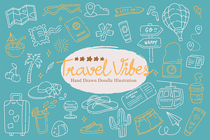 Travel Vibes Doodle Clipart