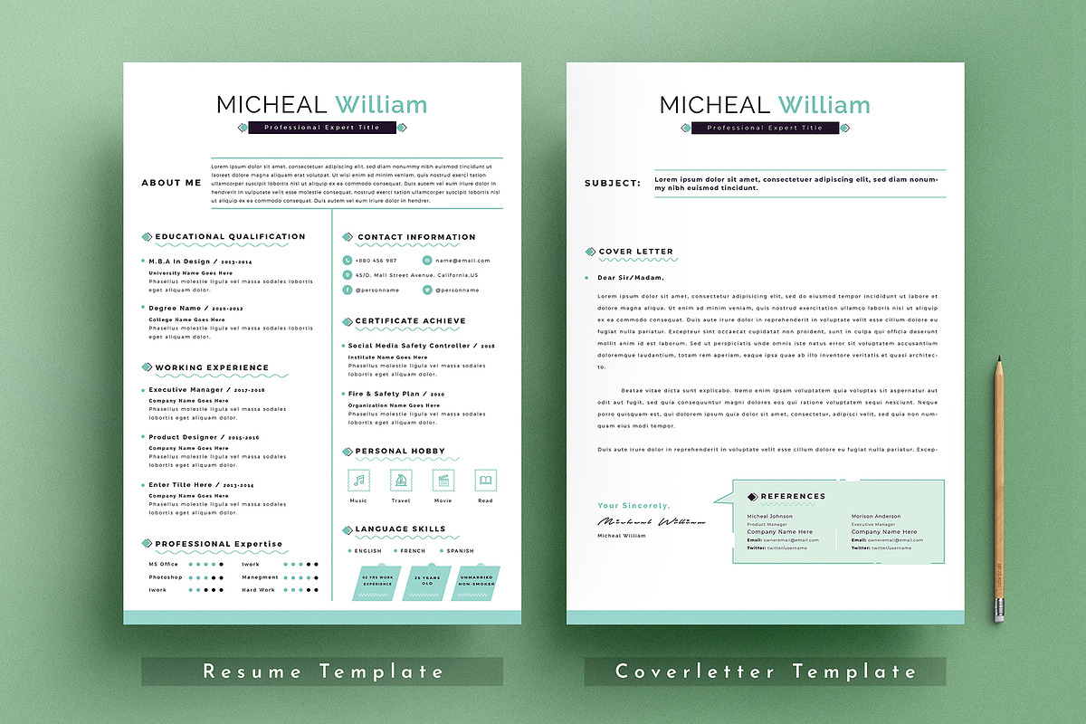 Resume Cv Template Word Apple Pages, a Resume Template by Tbunny (Photo 2 of 5)