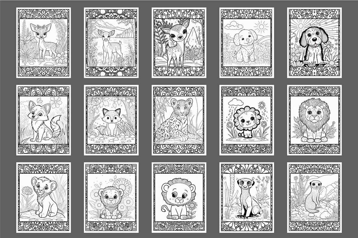 100 Cute Animals Coloring Pages, an Animal Illustration by Blue Digital Studio (Photo 5 of 5)
