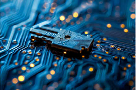 Electronic circuit board with a, a Technology Photo by Ylivdesign