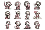 Valentine's Whimsical Sloth Clipart, an Illustration by Design Market (Thumbnail 2 of 3)