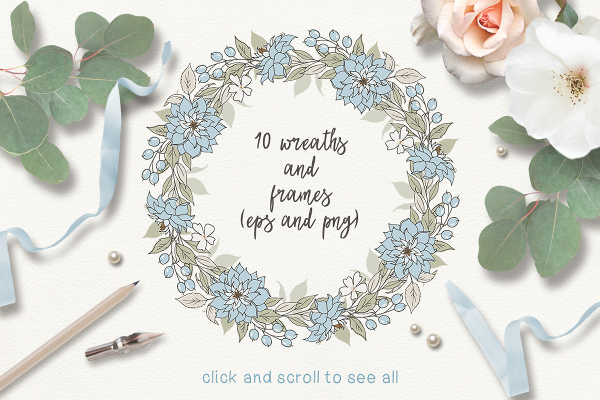 Rabbits and flowers (eps and png), a Decorative Illustration by long summer (Photo 4 of 5)