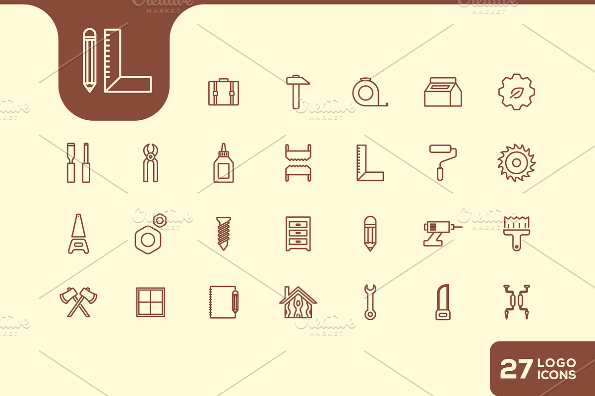 Carpenter Icons Vector Illustration, an Outline Icon by devastd
