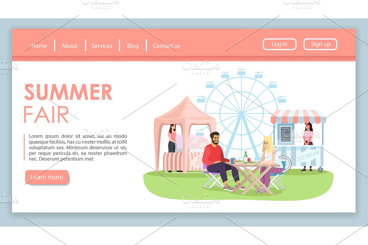 Summer fair landing page vector, a Landing Page Template by IMG Visuals