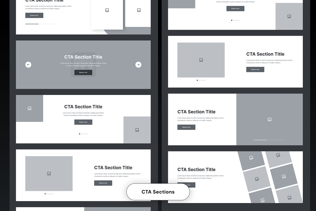 Unique Website Sections Kit in Figma, a Wireframe Template by nwdigitalstore (Photo 10 of 14)