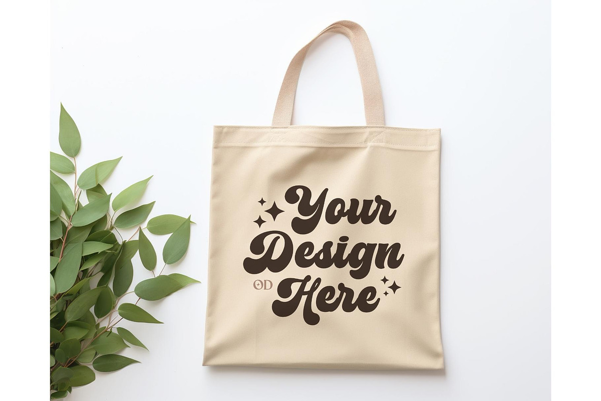 Natural Tote Bag Mockup, Flat Lay, a Merchandise Mockup by OniriqveDesigns (Photo 1 of 3)
