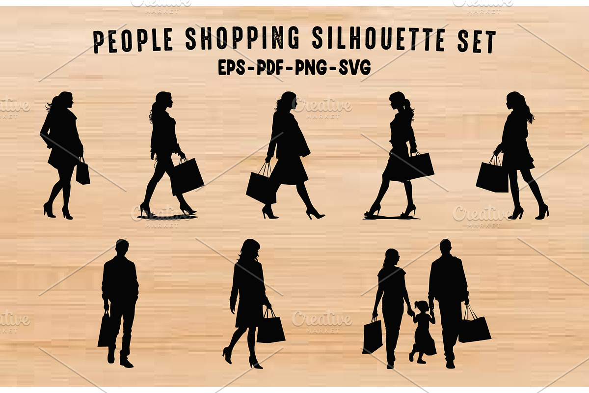 Shopping Silhouette Vector Art Set, a Person Illustration by Gfx Expert Team (Photo 1 of 3)