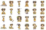 Whimsical Summer Coffee Girl Clipart, a Seasonal Illustration by designcity5 (Thumbnail 2 of 5)