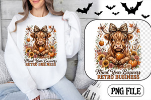 Fall Highland Cow Halloween PNG, a Seasonal Illustration by CrexoraLab