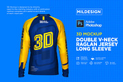3D Double V-Neck Raglan Jersey LS, a Shirt Mockup by Mildstudio (Thumbnail 3 of 8)