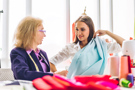 Portrait of elderly woman fashion designer stylish sitting and w, a Person Photo by Art_Photo