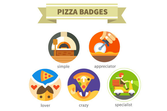 Pizza Badgesdelivery Food.