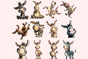 Funny Donkey Clipart PNG Bundle, a Graphic by M9 Design (Thumbnail 5 of 8)