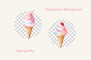 Kawaii Ice Cream Clipart, a Food Illustration by jvxvxnism (Thumbnail 4 of 5)