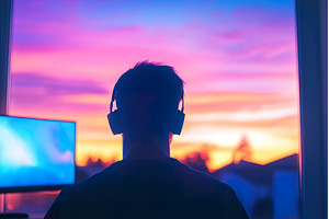 Silhouette of Person with Headphones, a Technology Photo by Lermont51