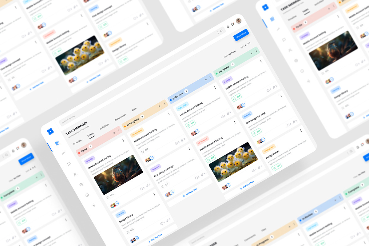 Task Manager Dashboard UI Kit, an UI Kit Template by iDoodle Studio